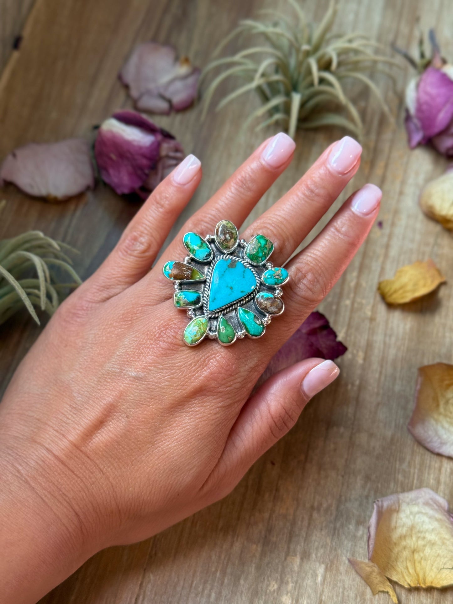 Mixed Mine Turquoise Sterling Silver Ring – Size 10