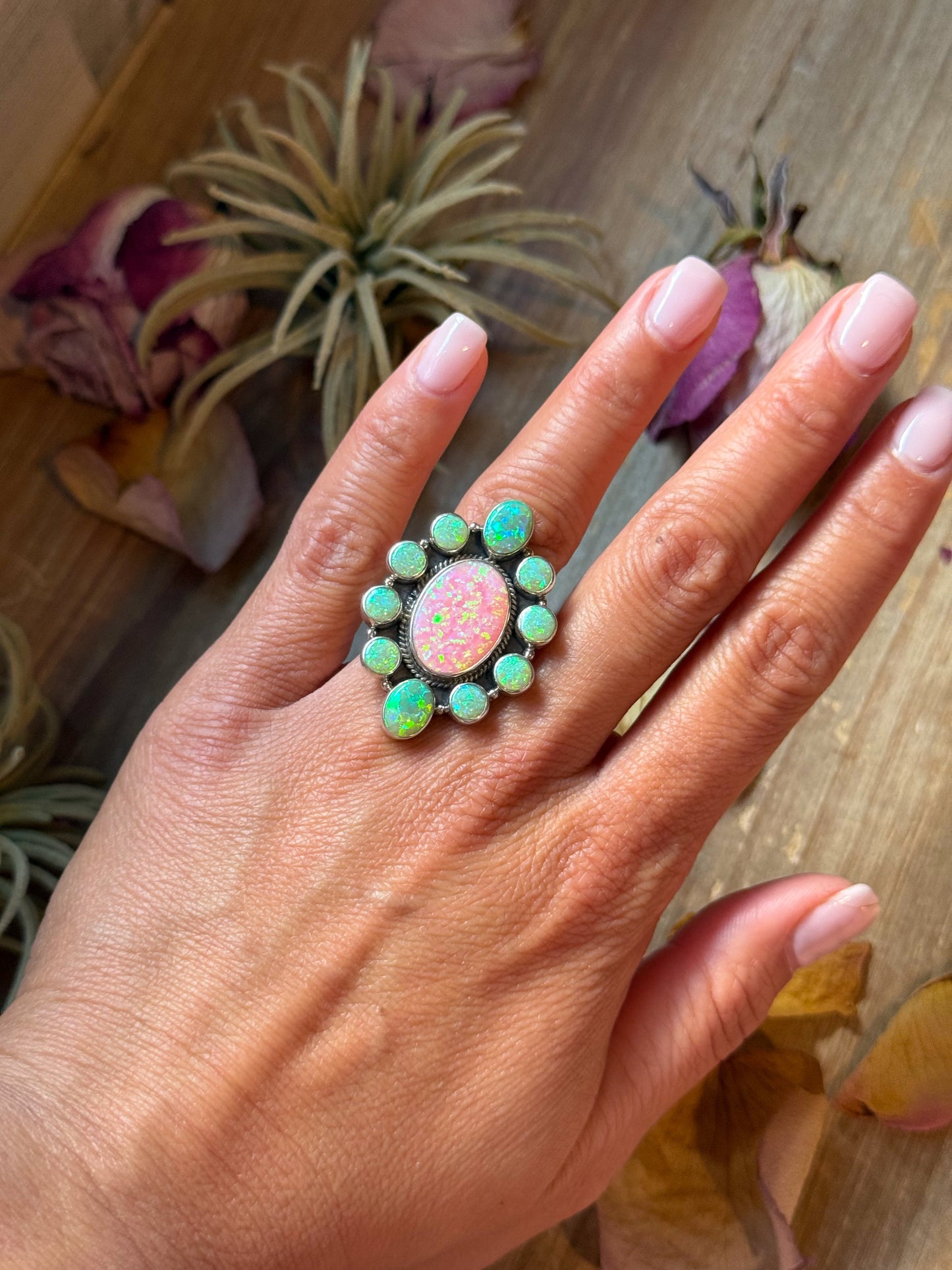 Opal Sterling Silver Ring – Size 6