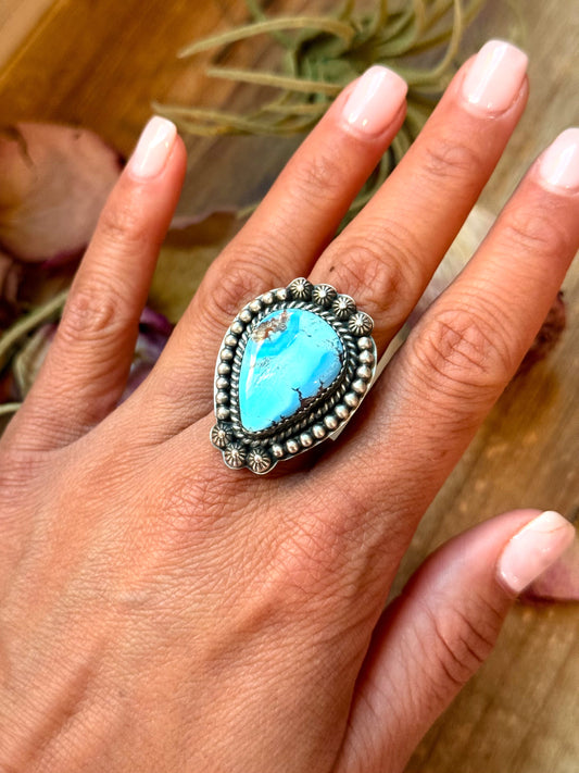 Golden Hills Turquoise Sterling Silver Ring – Adjustable