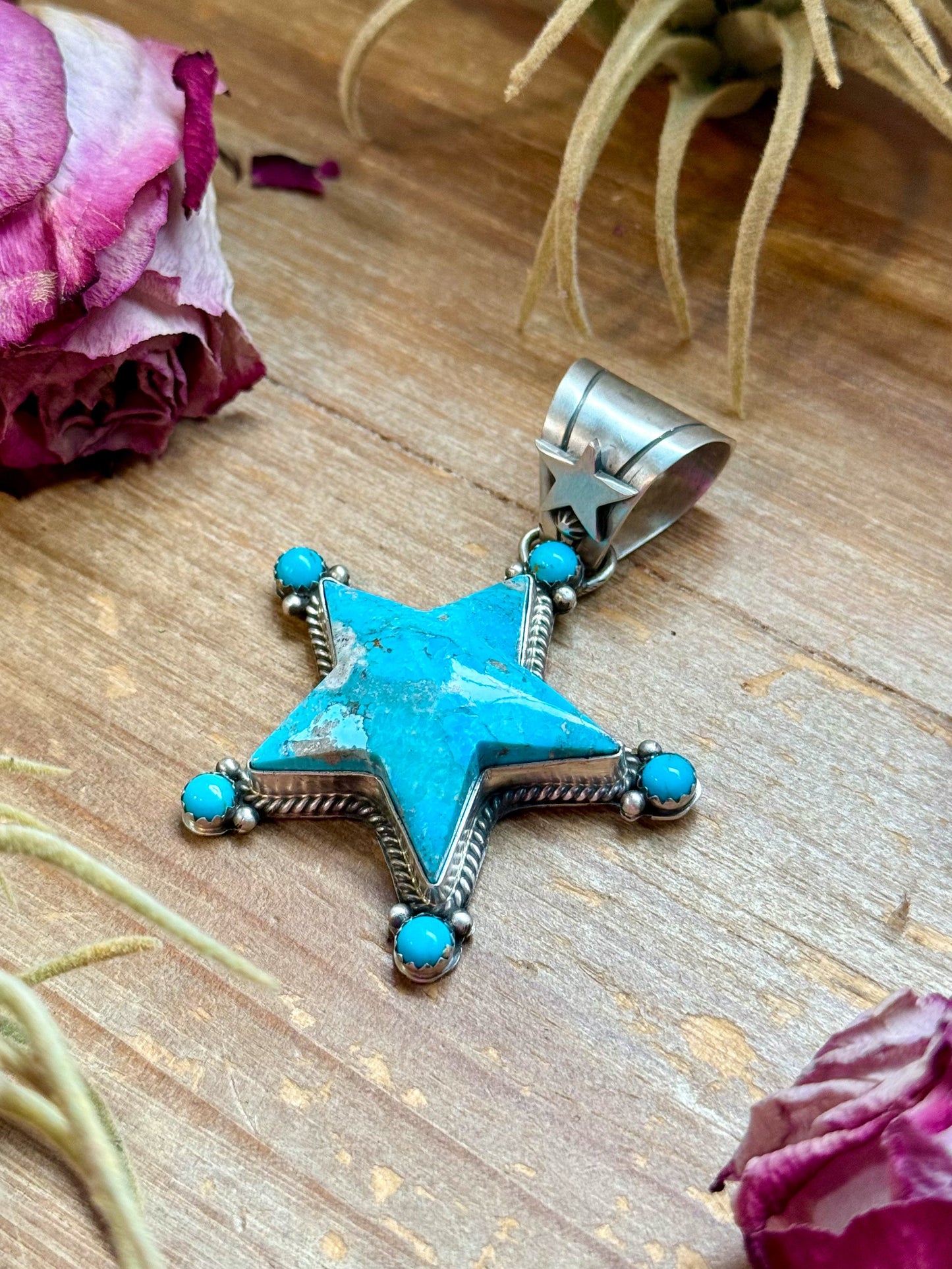 Sterling Silver Star-Shaped Kingman Turquoise Pendant