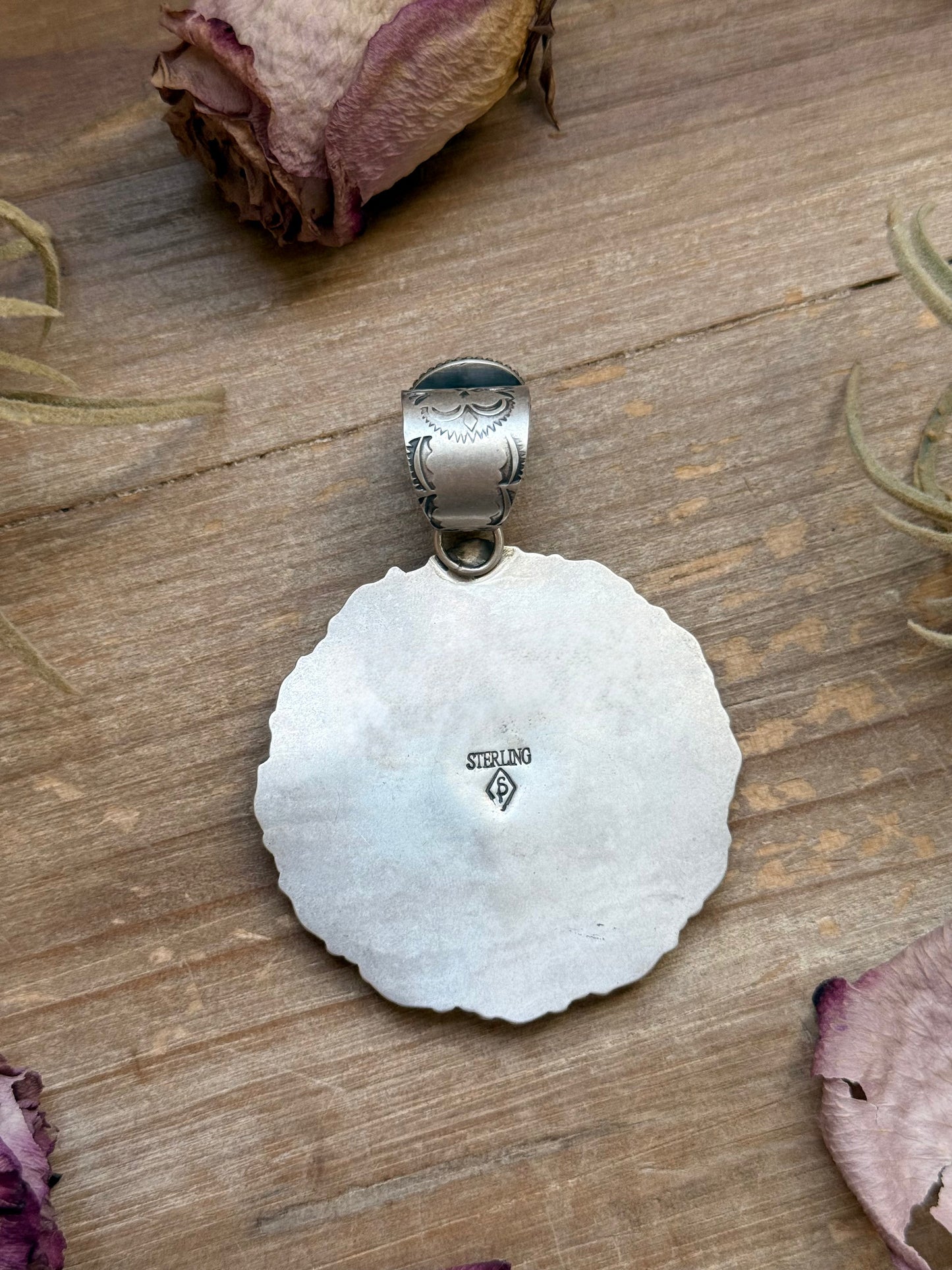 Sterling Silver Kingman Turquoise & Buffalo Nickel Cluster Pendant – Artist Shay Pfeiffer