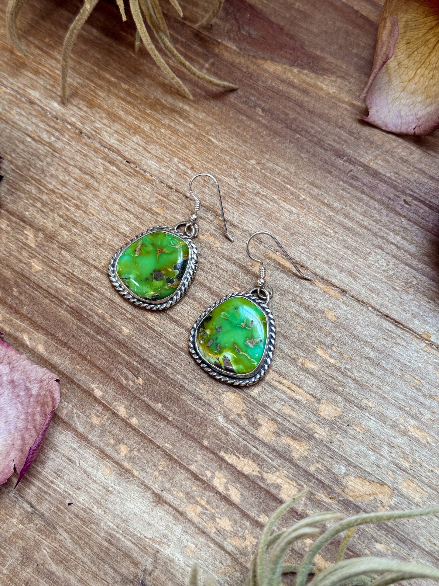 Sterling Silver Sonoran Turquoise Dangle Earrings – Handmade by Artist Jason Ogg