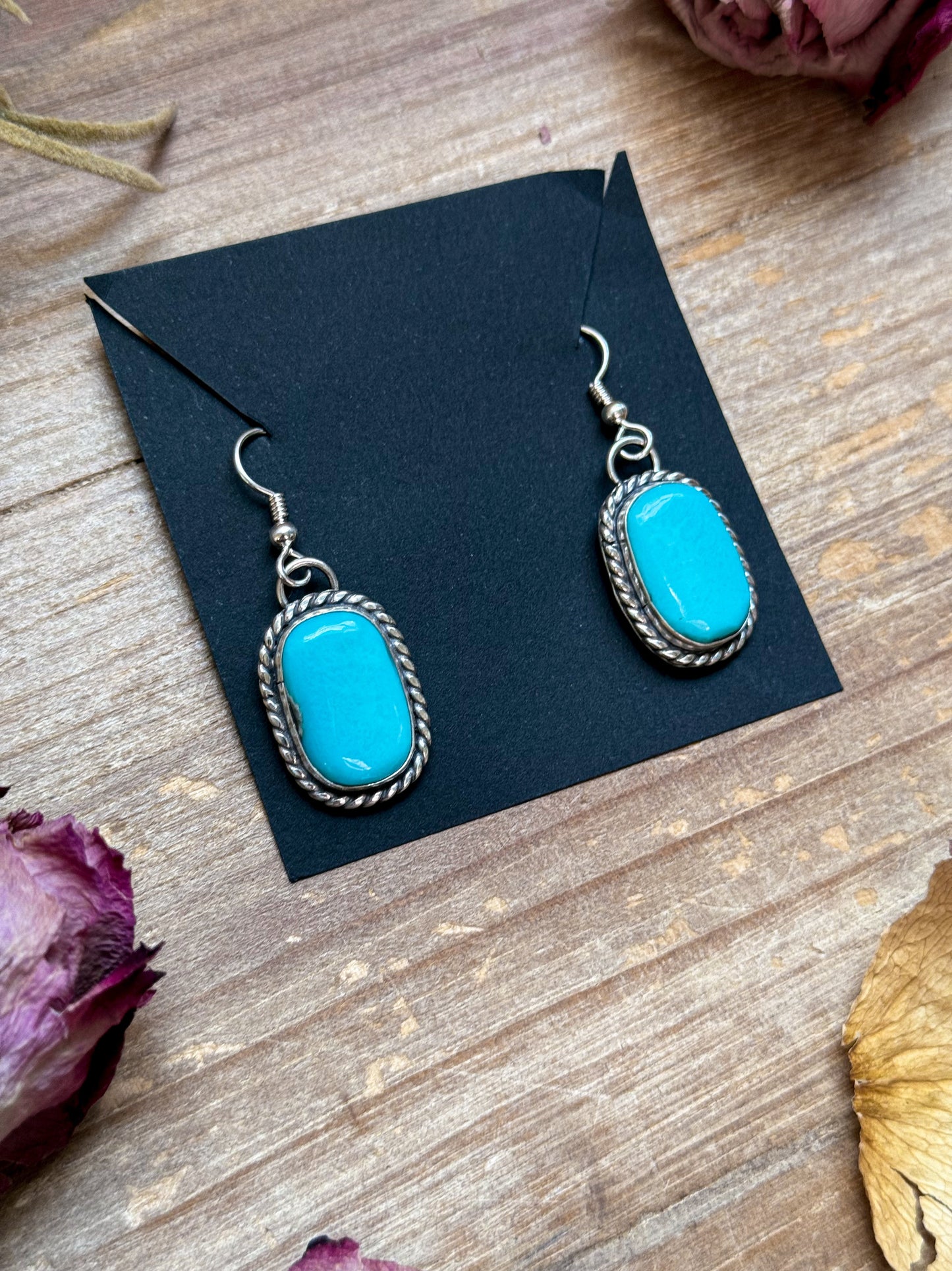 Sterling Silver Big Nugget Turquoise Dangle Earrings – Handmade by Artist Jason Ogg