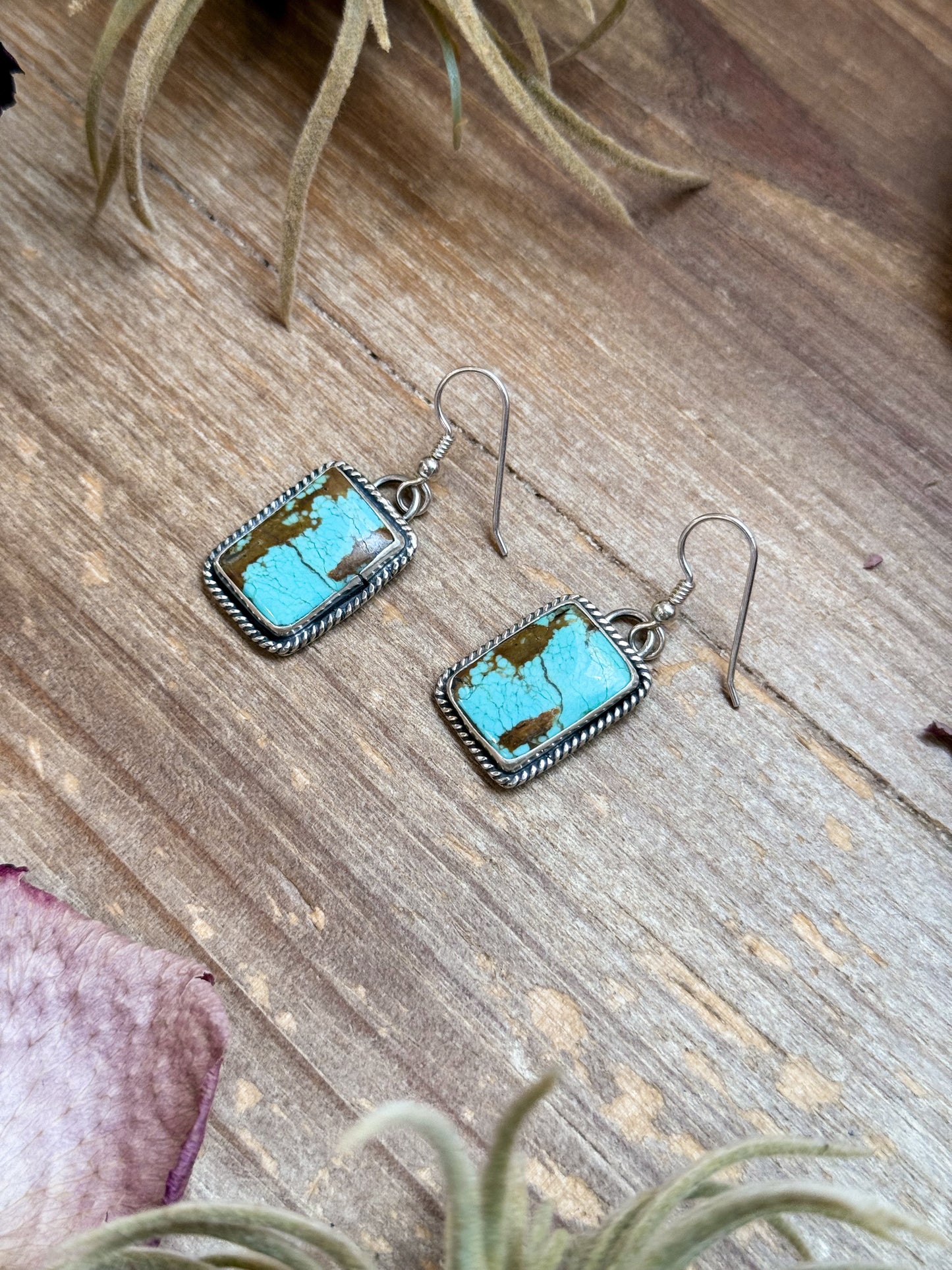 Sterling Silver Mine #8 Turquoise Dangle Earrings – Handmade by Artist Jason Ogg