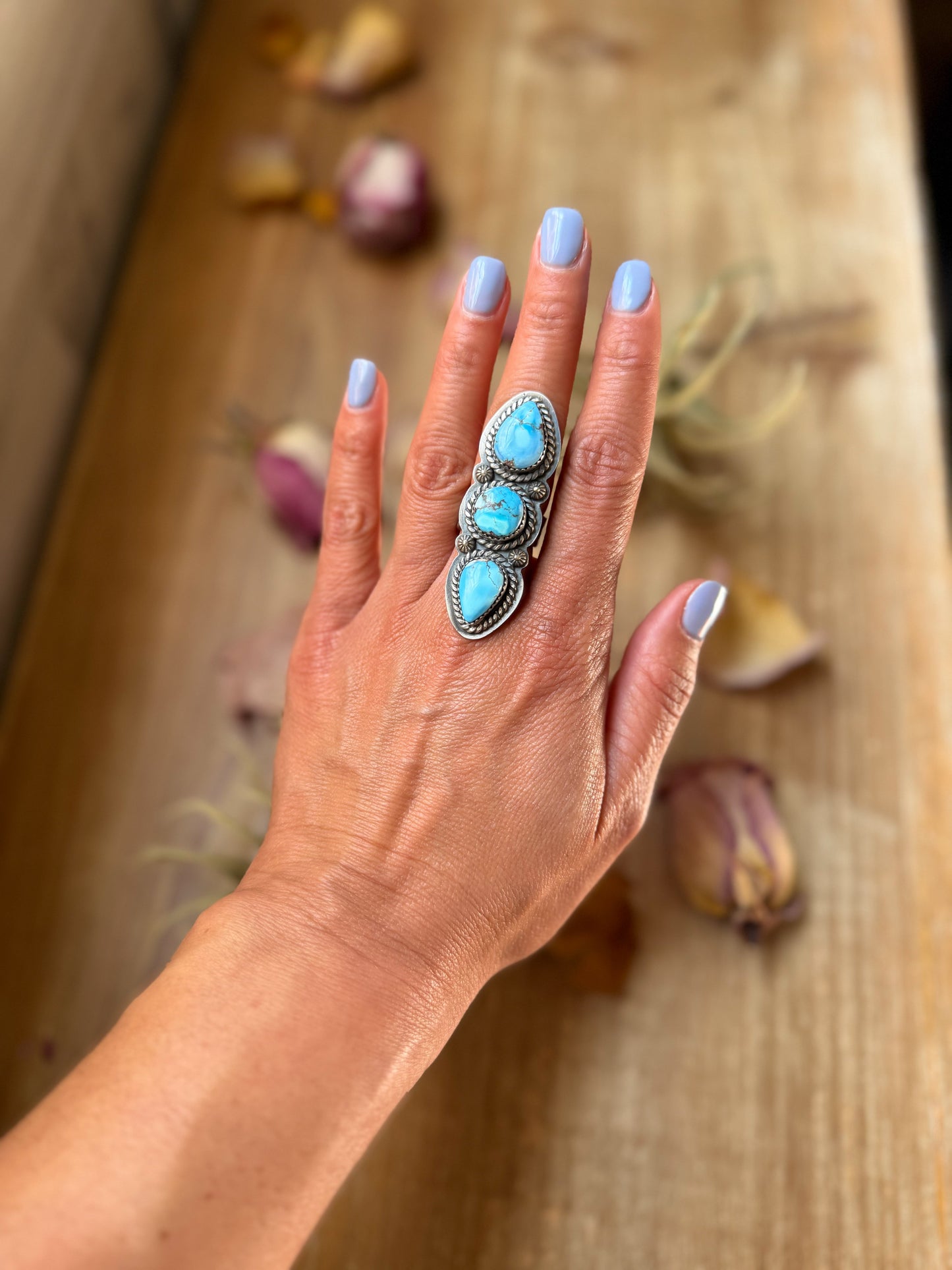 Sterling Silver Golden Hill Turquoise Adjustable Ring