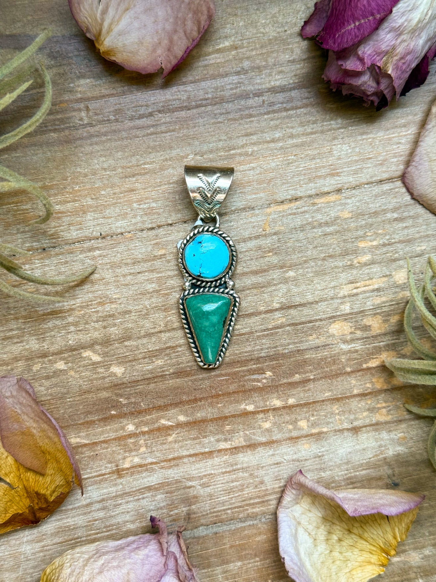 peSterling Silver Golden Hill & Green Turquoise Pendant –