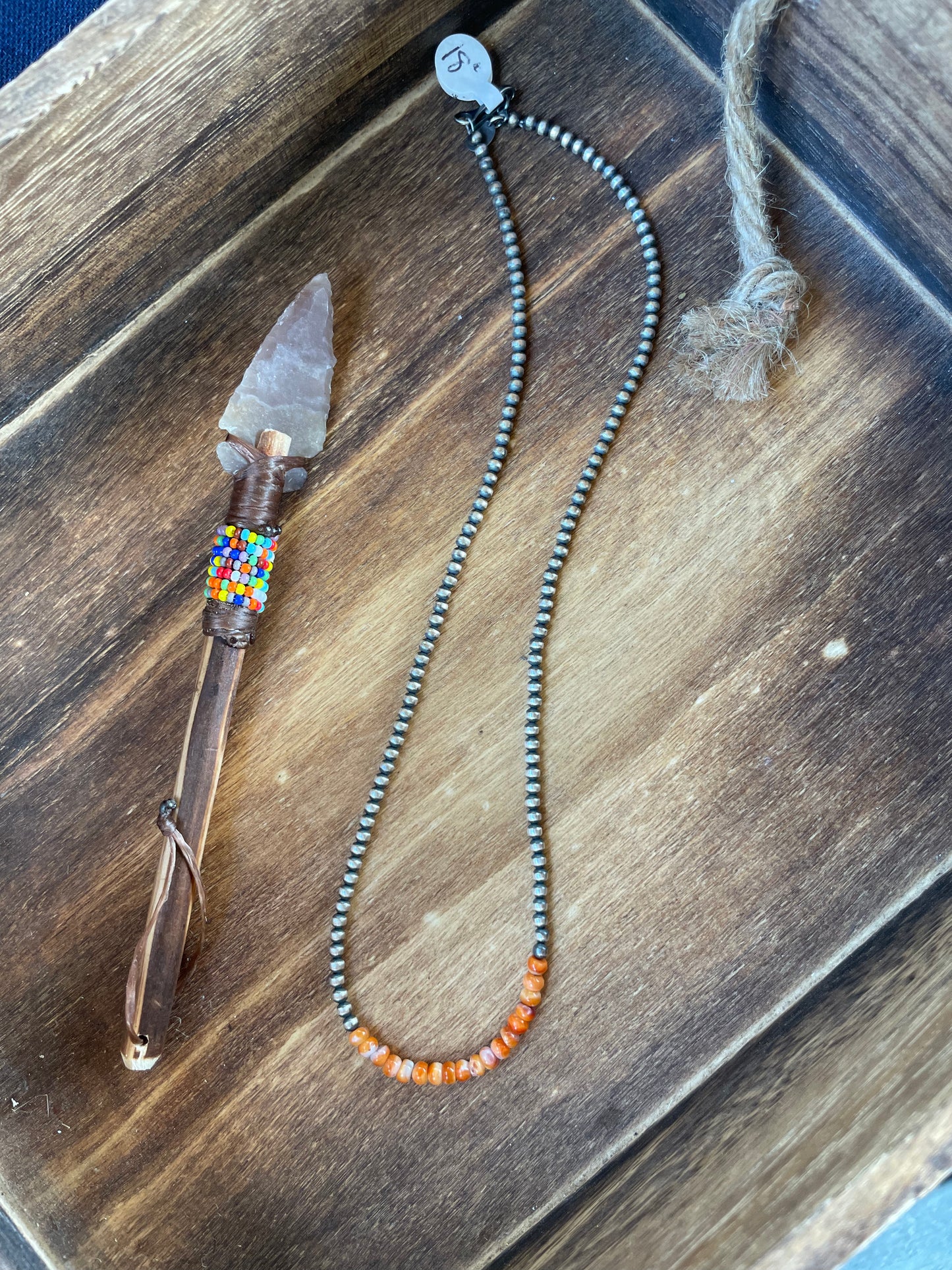 18" 3mm Necklace with Orange Spiny