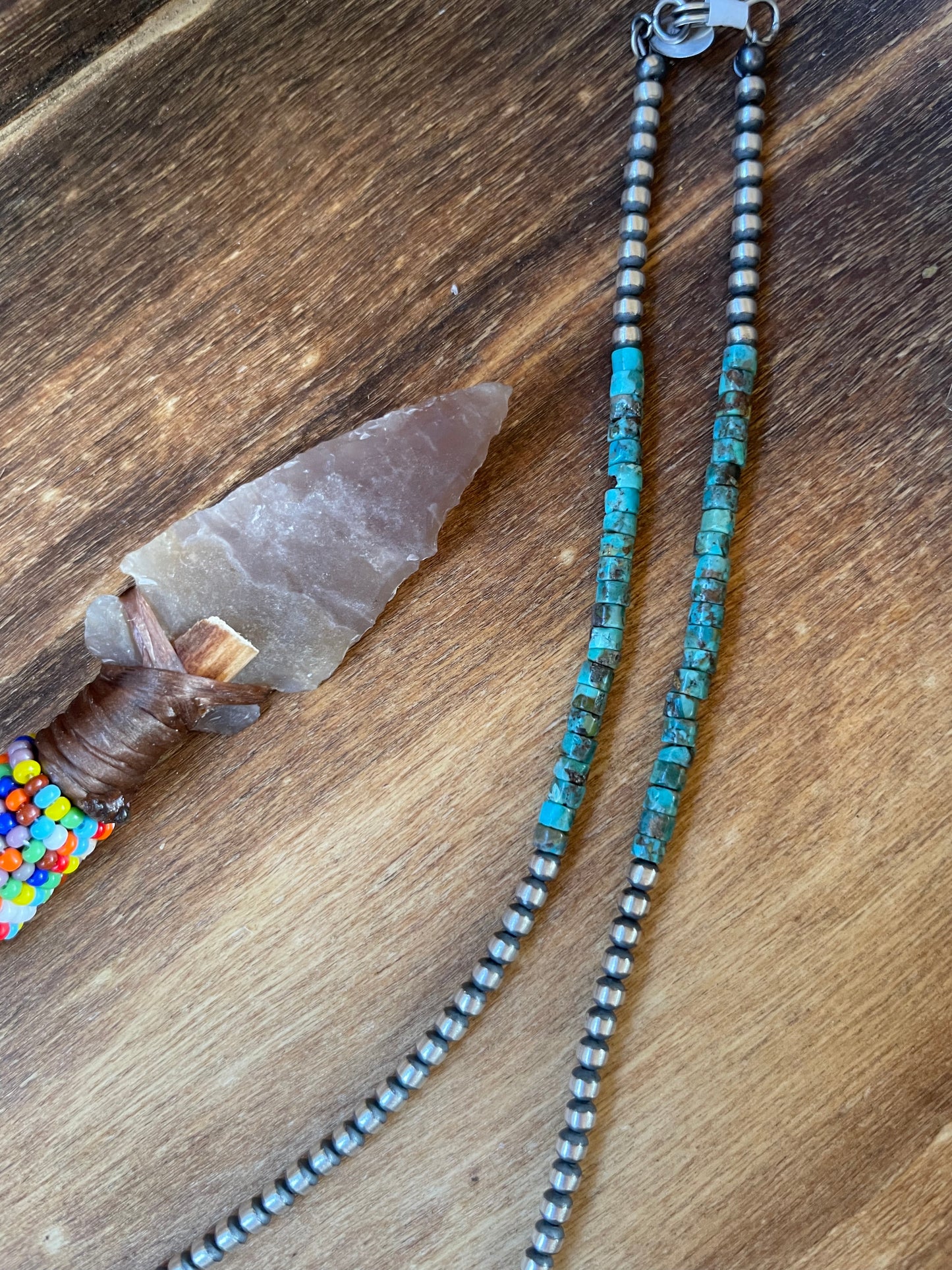 3mm Navajo pearl Necklace with Turquoise