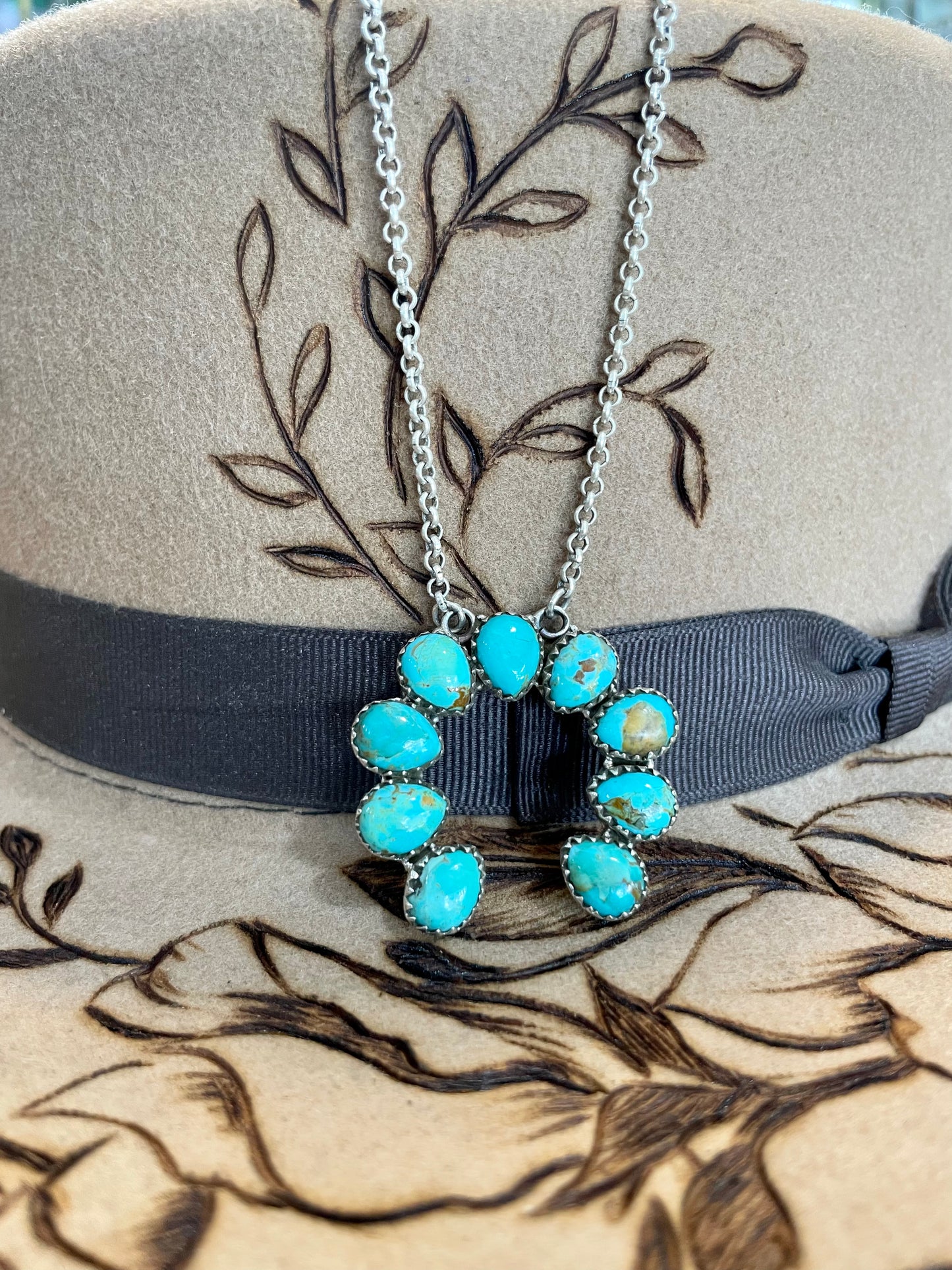 18” Turquoise naja on silver chain