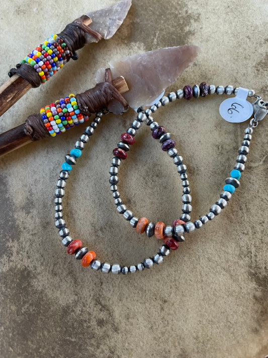 Multicolor bracelet with Navajo Pearls