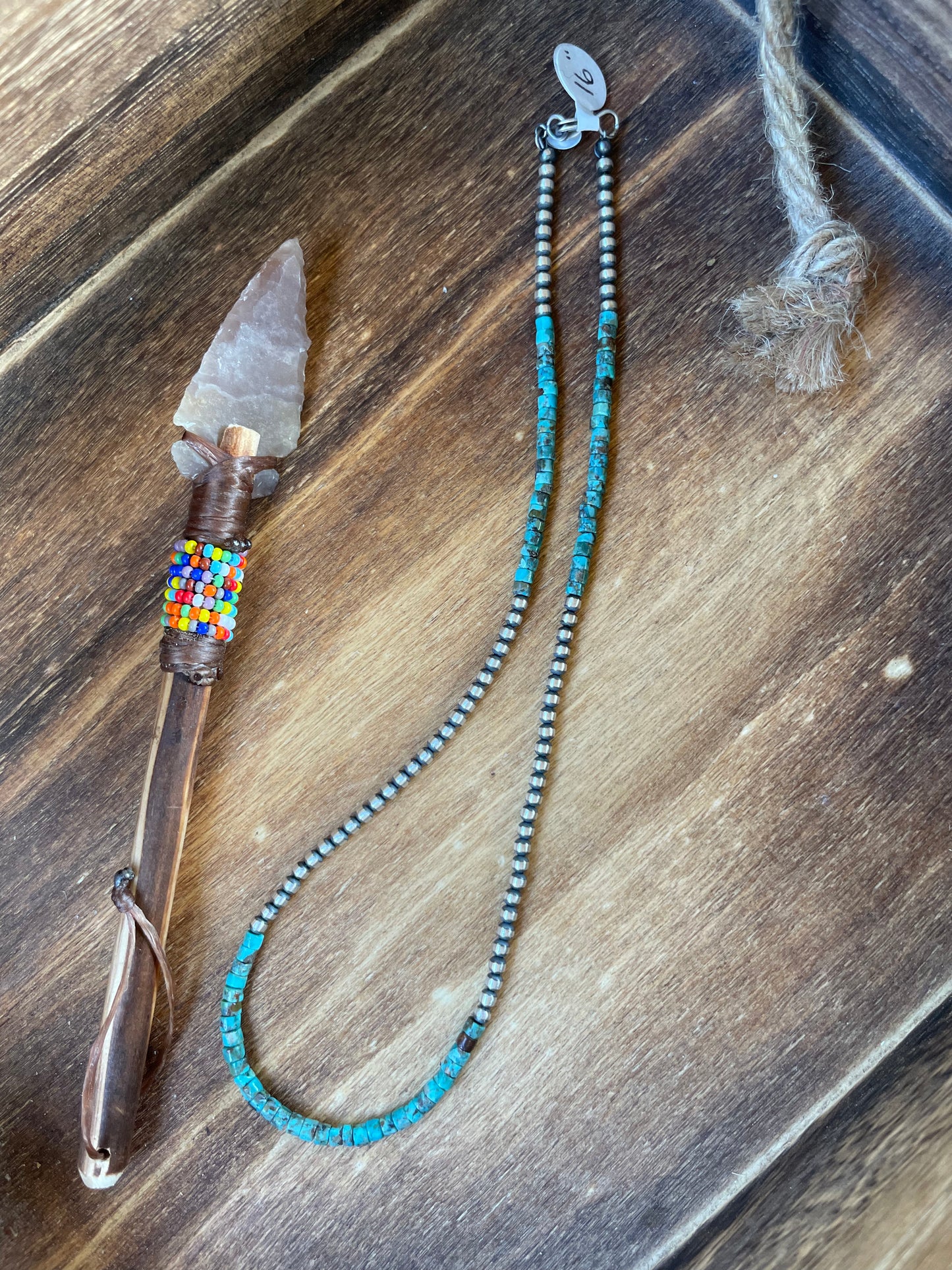 3mm Navajo pearl Necklace with Turquoise