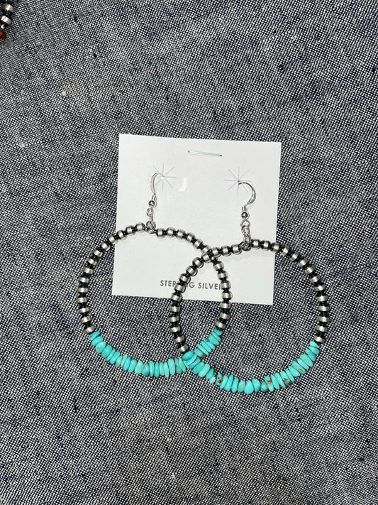 4mmmm Round Hoops with Turquoise 2.75"