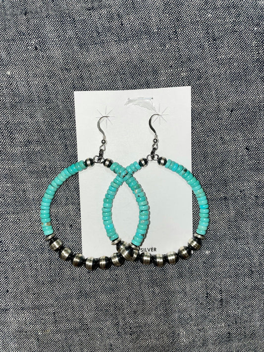 6mm Round Hoops with Turquoise 2.75"