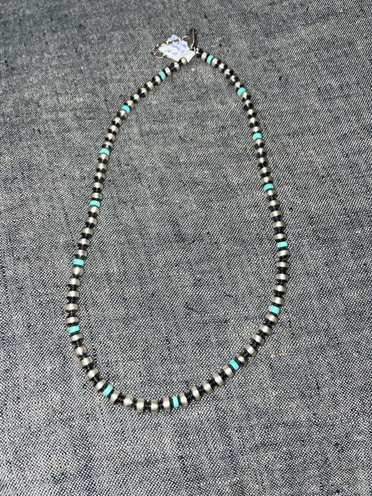 5mm Navajo Pearl Necklace with Turquoise