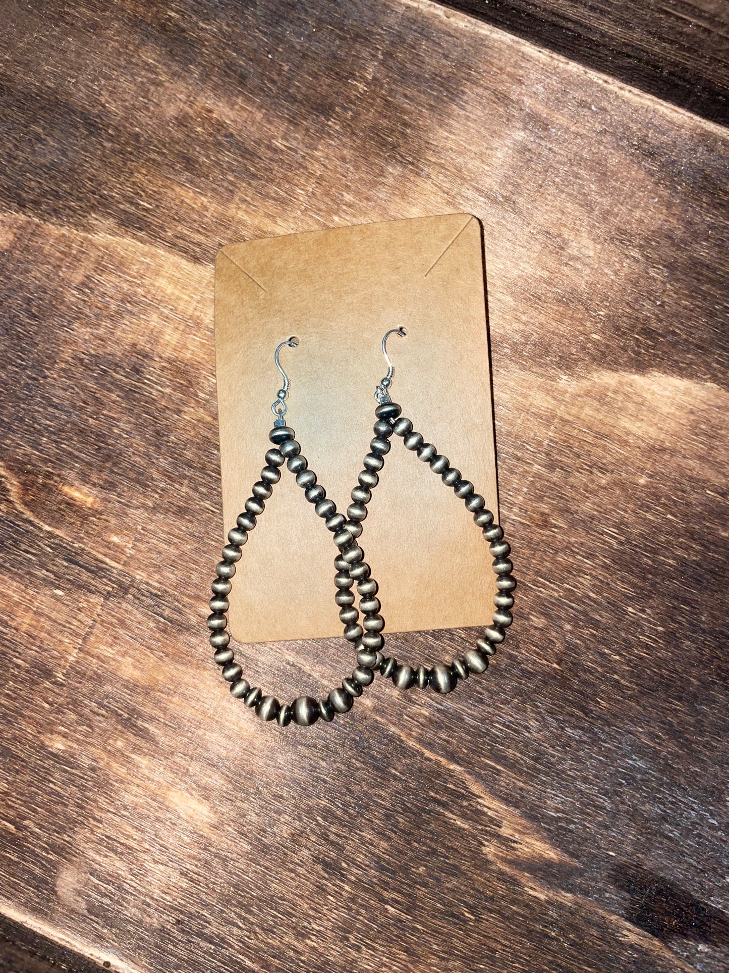 The Kaycee 3” 4mm teardrop Navajo Pearl earrings