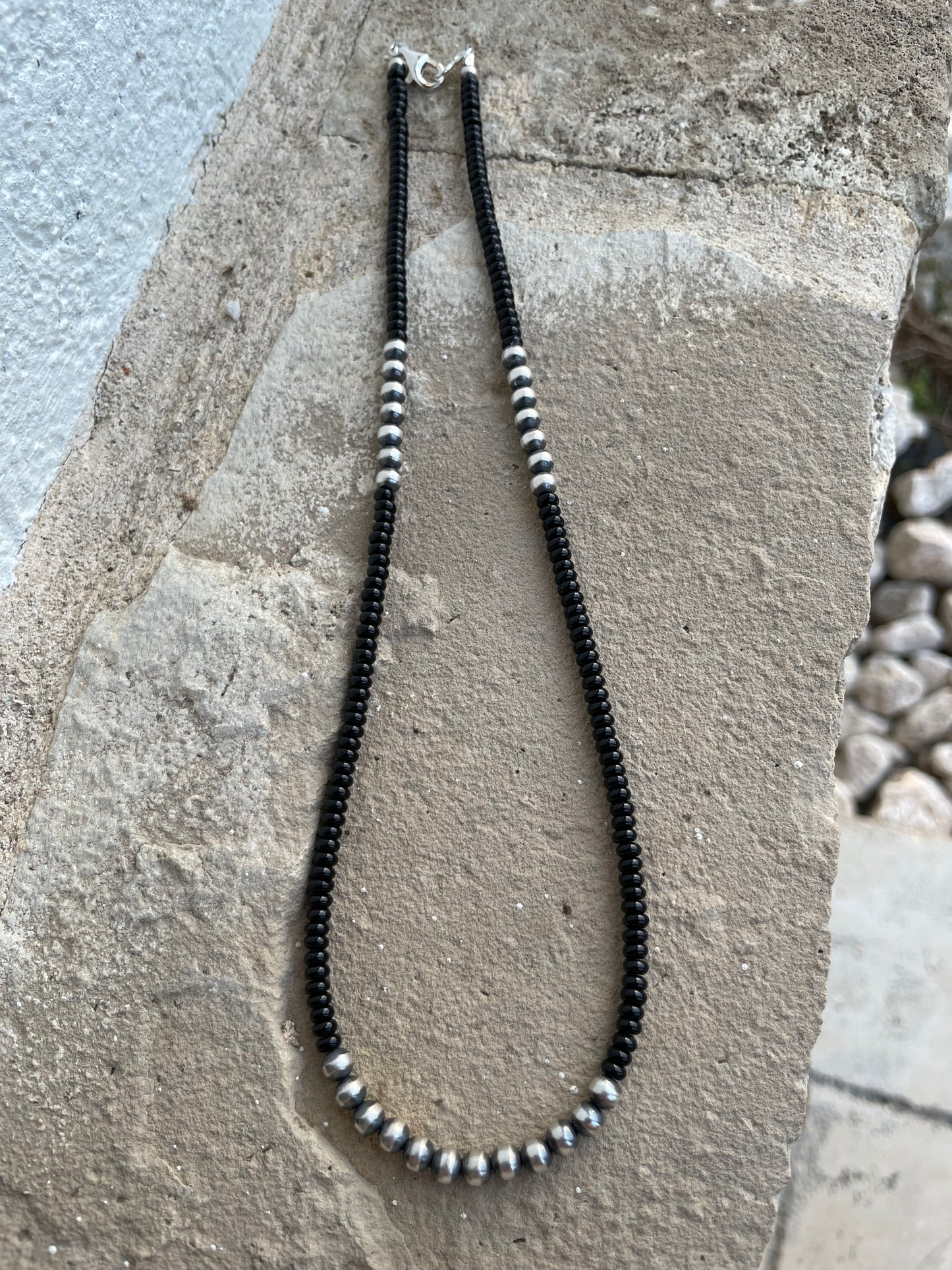 20” black onyx and Navajo Pearl necklace