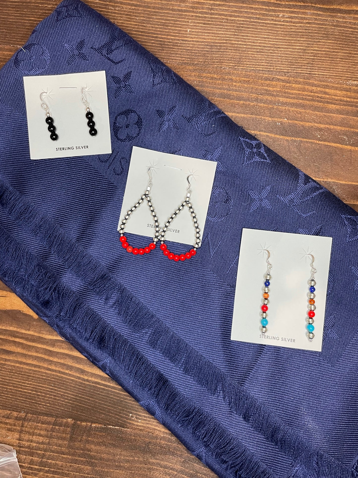 Multicolored strand earrings