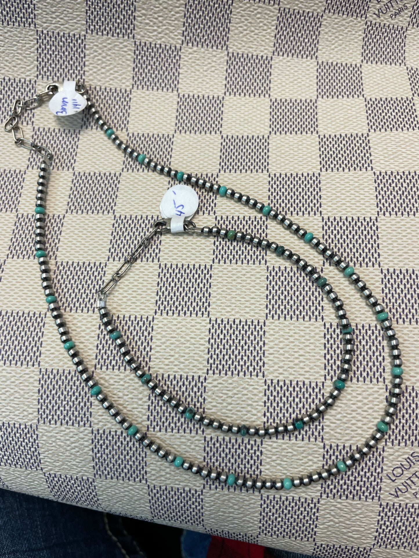 3MM Navajo Pearl Necklace with Turquoise