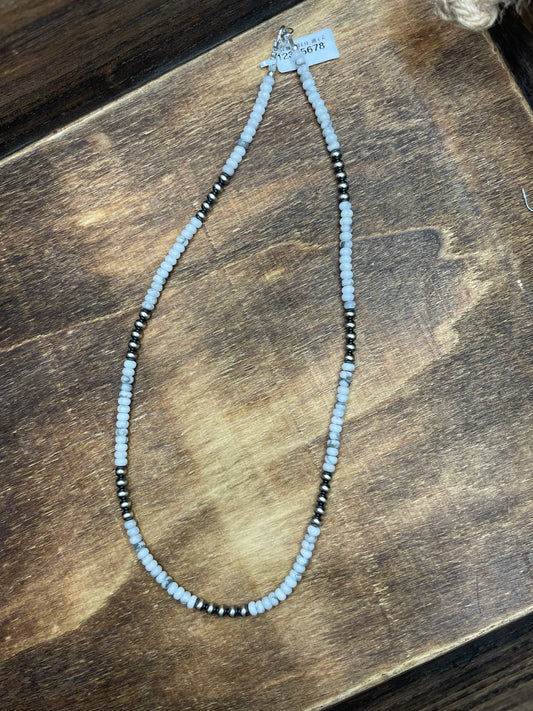 White Buffalo 4mm Navajo Pearl Necklace 18"