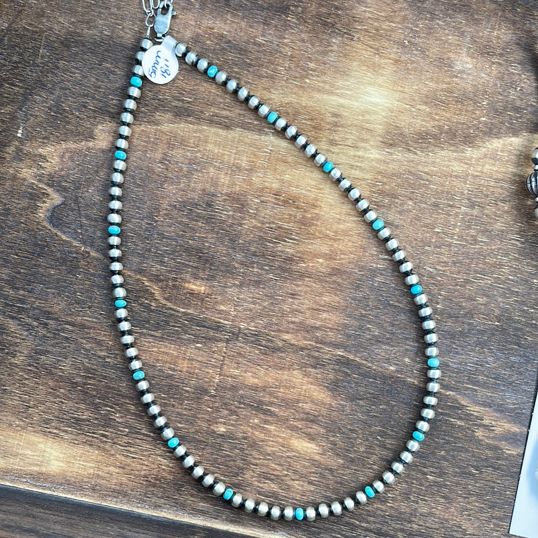 5mm Navajo Pearl Necklace with Turquoise