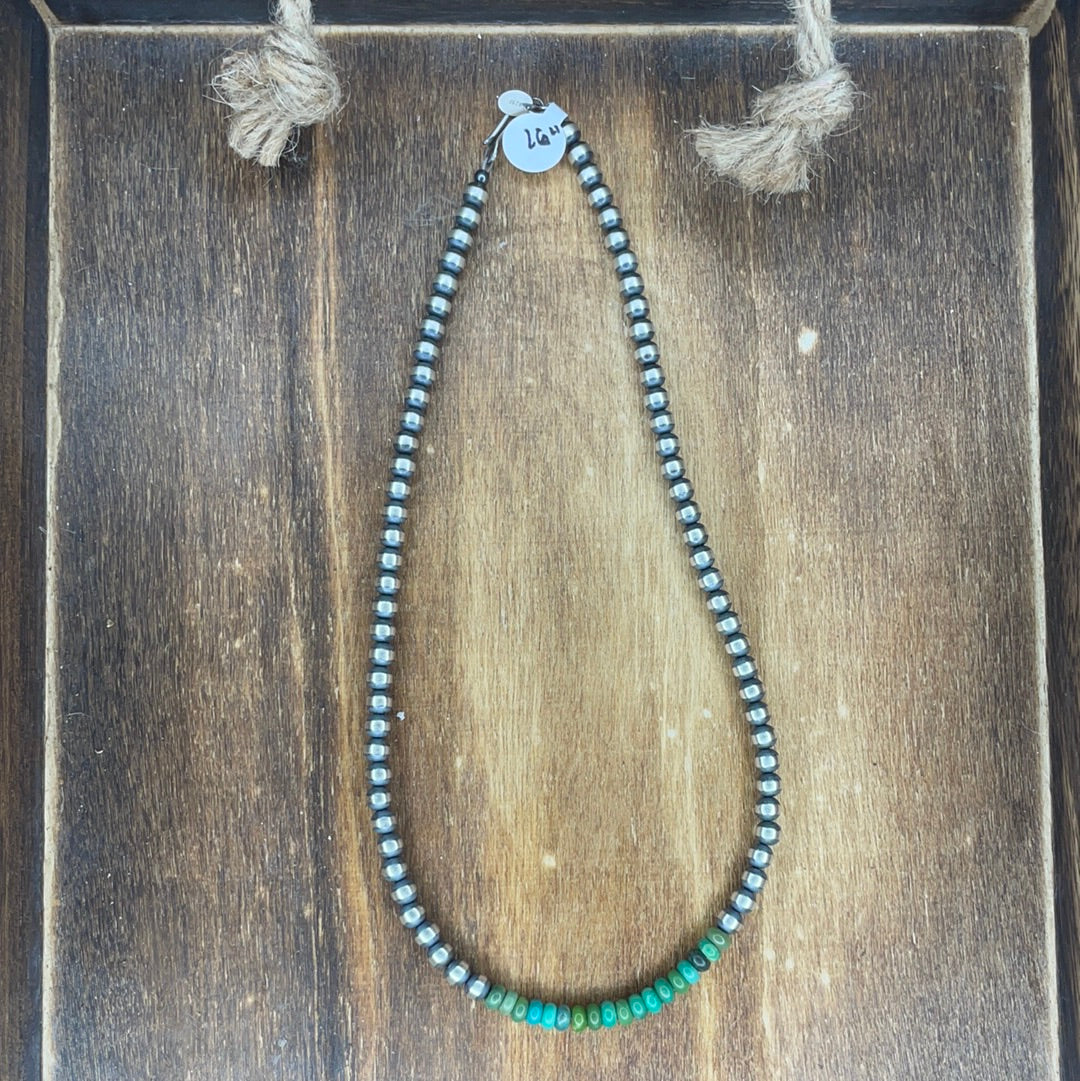 The Sarah 16” Turquoise with 5mm Navajo Pearls Necklace