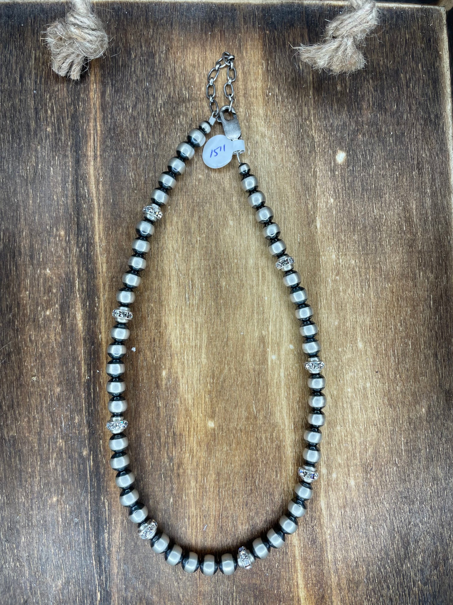 6mm 15” Navajo Pearls with Diamonds (Swarovski)