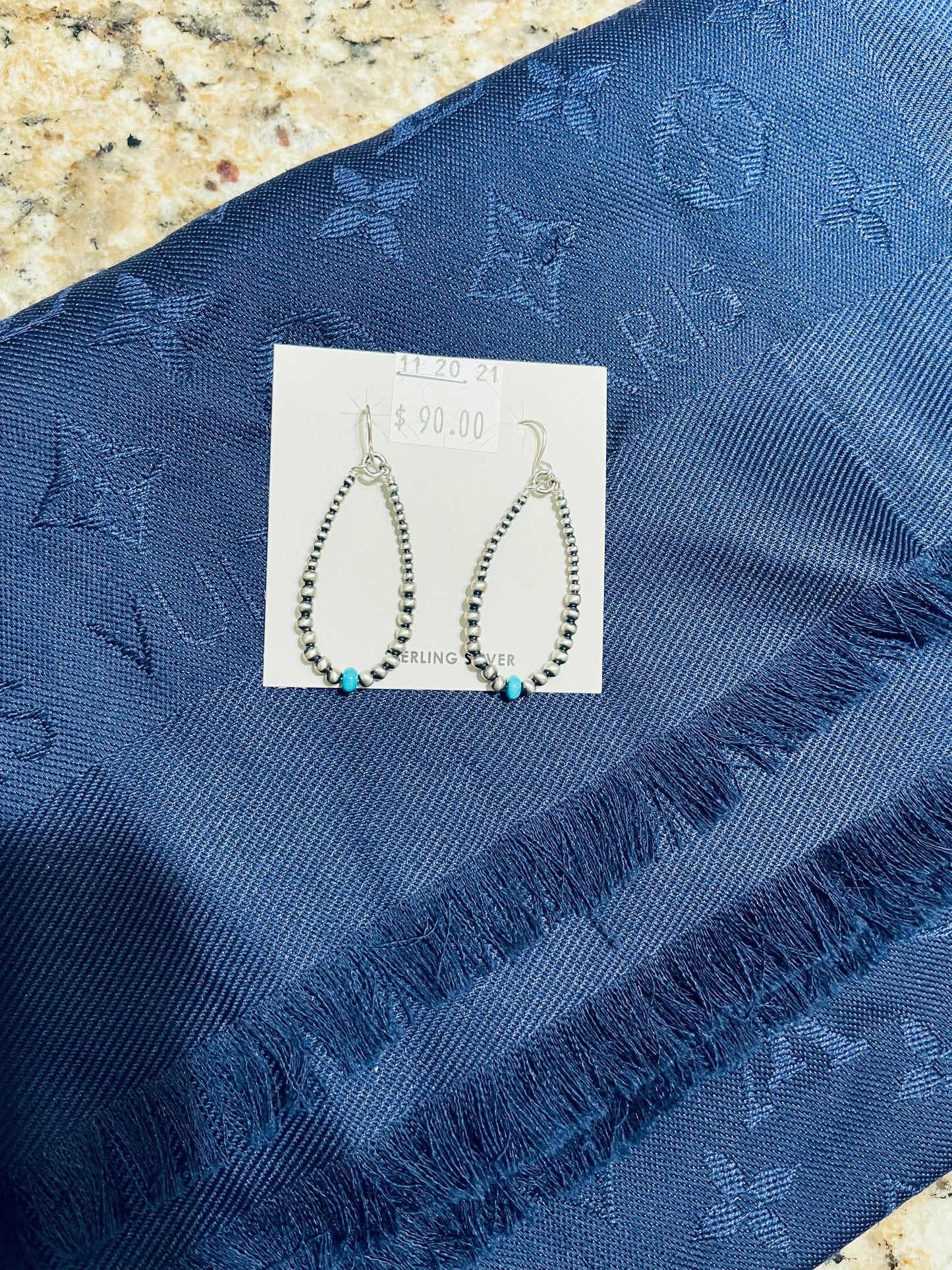 3mm and 2mm teardrop with turquoise