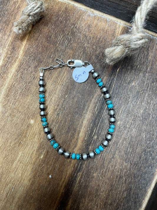 5mm & Turquoise Navajo Pearl Bracelet