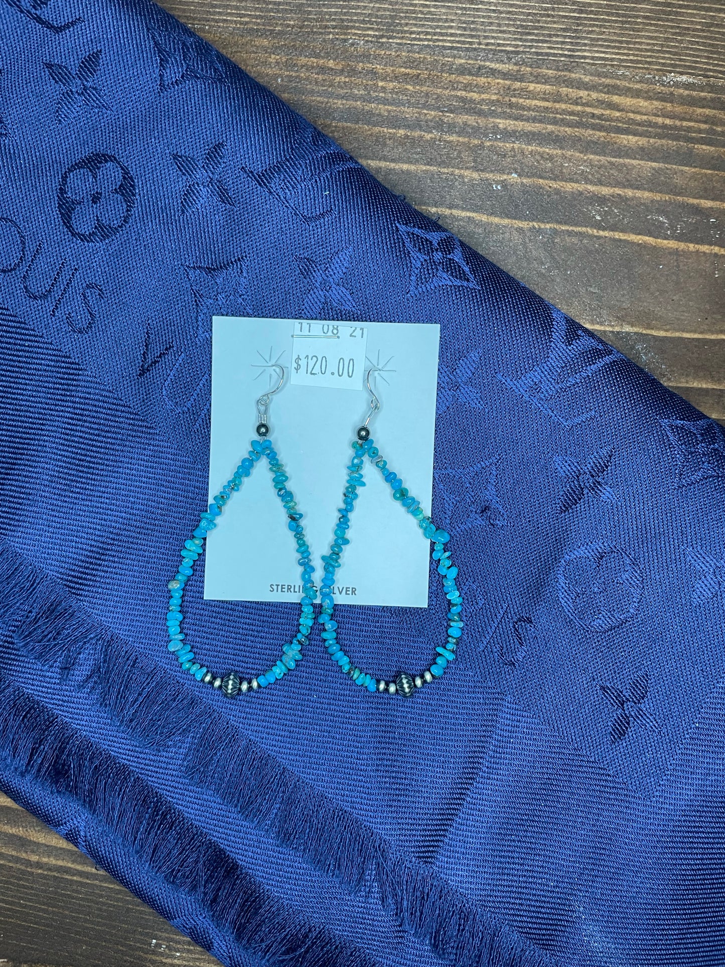 Turquoise nugget Teardrop with Pearls
