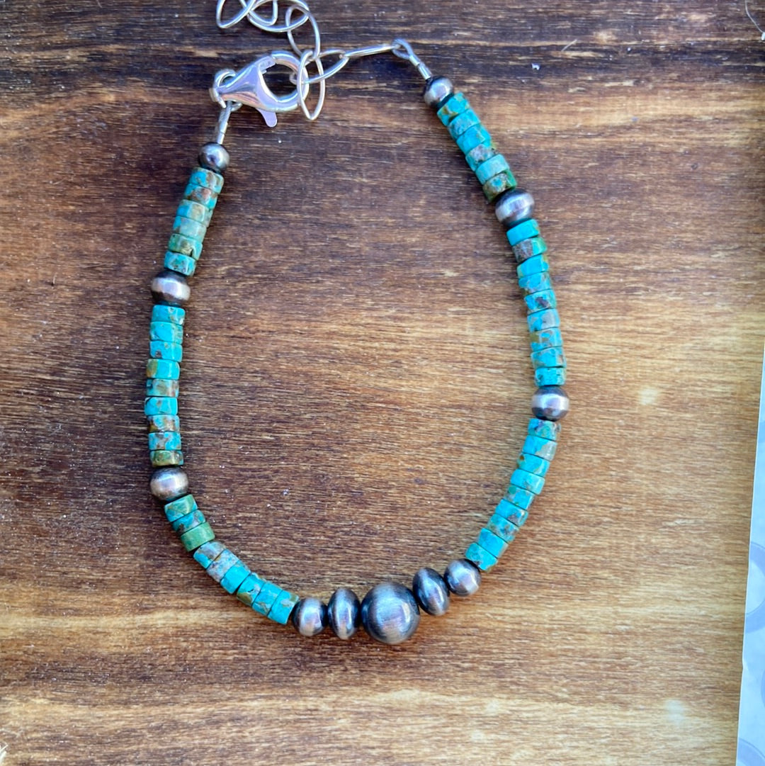 5mm Navajo Pearl Bracelet w Turquoise