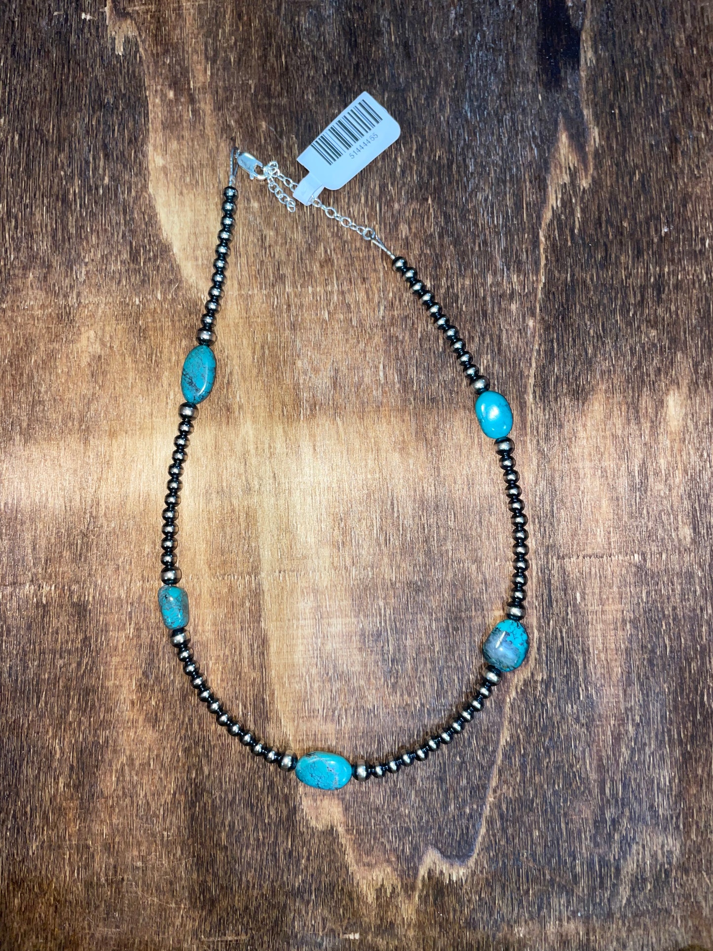 4mm 14” Turquoise with Navajo Pearls