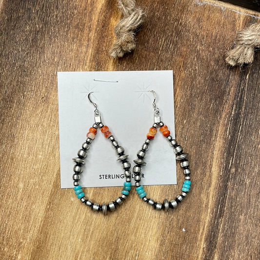 Multicolor teardrop Navajo Pearl earrings