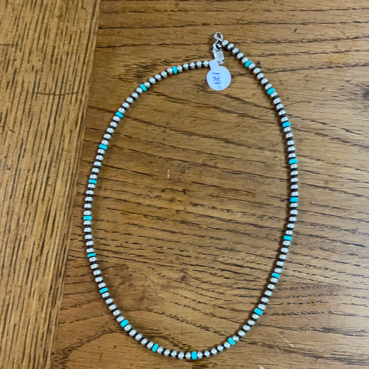4mm Navajo Pearl Necklace with Turquoise