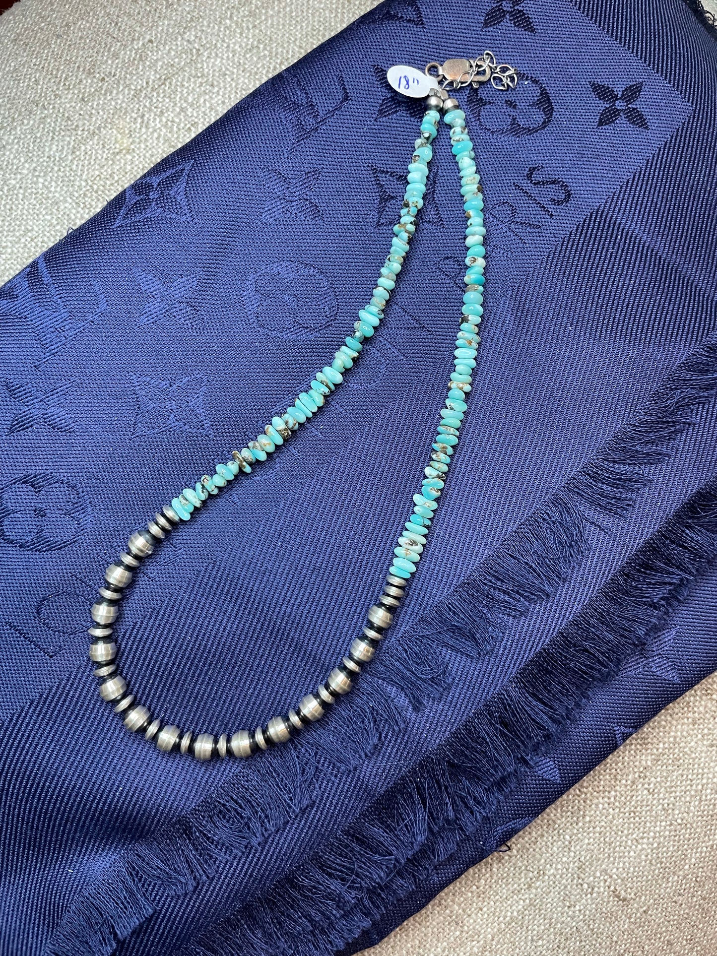 18” Turquoise with 6mm Navajo Pearls Necklace